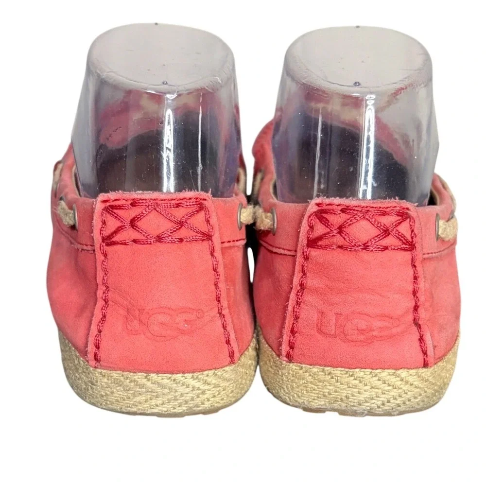 UGG Pink Espadrille Loafers Good Leather Jute Rope Moccasin Womens 9.5
